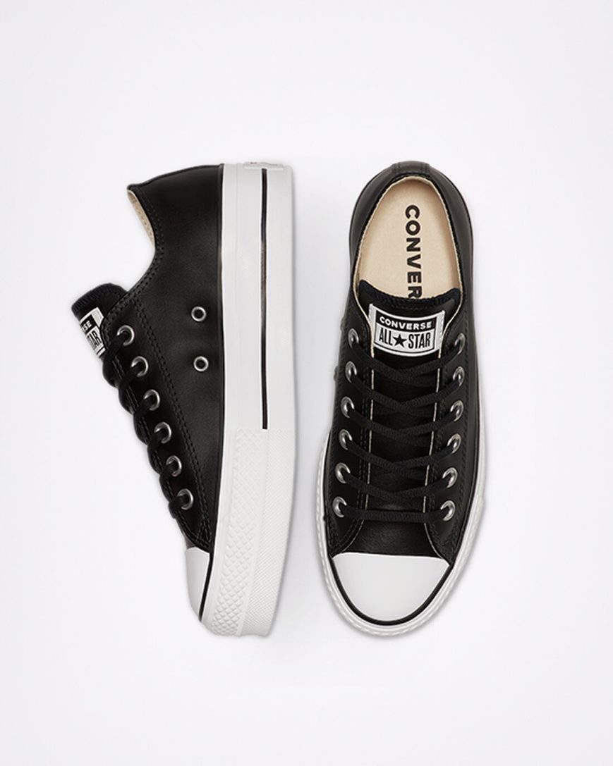 Women's Converse Chuck Taylor All Star Lift Leather Low Top Platform Shoes Black / White | AU E9351G